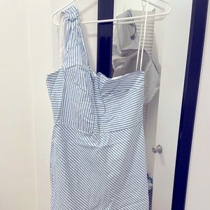 Light blue and white striped summer dress